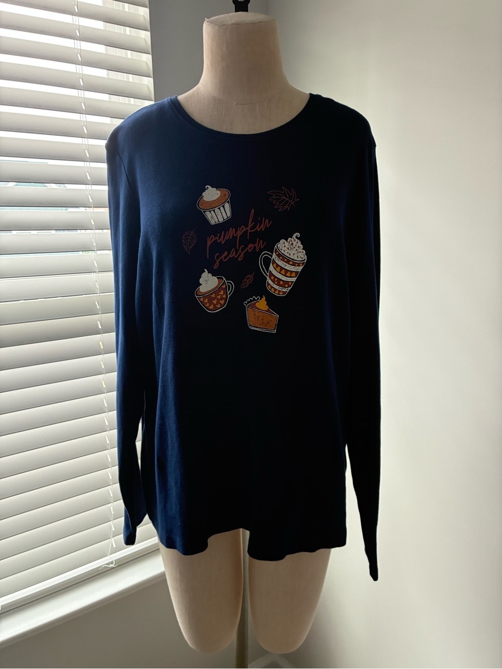 Kim Rogers Women's Cotton Pumpkin Season Fall Long Sleeve Shirt